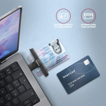   Axagon CRE-SMPA USB-A Smart card PocketReader okoskártya olvasó, összecsukható, fekete