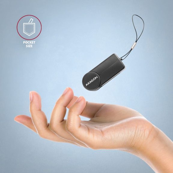 Axagon CRE-SMPA USB-A Smart card PocketReader okoskártya olvasó, összecsukható, fekete