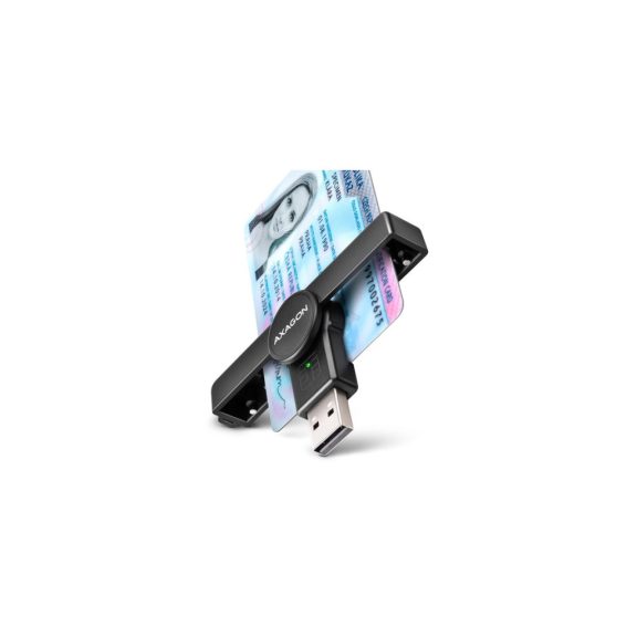 Axagon CRE-SMPA USB-A Smart card PocketReader okoskártya olvasó, összecsukható, fekete