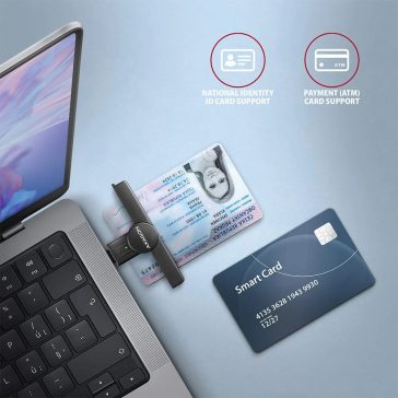   Axagon CRE-SMPC USB-C smart kártyaolvasó, összecsukható, 480Mbps, fekete - CRE-SMPC