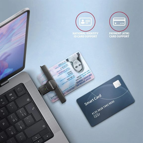 Axagon CRE-SMPC USB-C smart kártyaolvasó, összecsukható, 480Mbps, fekete - CRE-SMPC