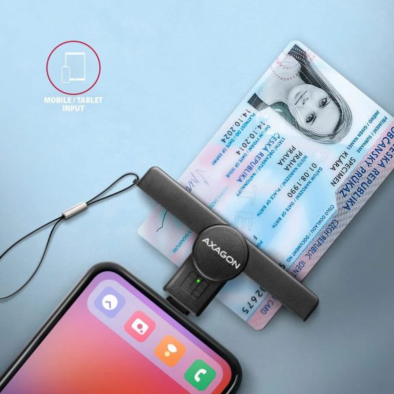 Axagon CRE-SMPC USB-C smart kártyaolvasó, összecsukható, 480Mbps, fekete - CRE-SMPC