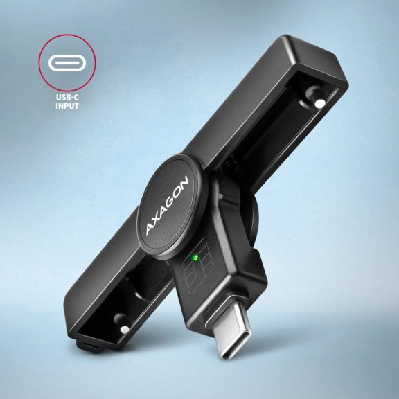 Axagon CRE-SMPC USB-C smart kártyaolvasó, összecsukható, 480Mbps, fekete - CRE-SMPC