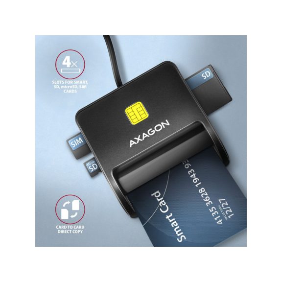 AXAGON CRE-SM3SD 4-slot Smart card FlatReader olvasó