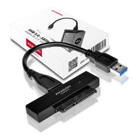 Axagon ADSA-1S6 USB 3.0 - SATA adapter, 2.5" SSD/HDD támogatás, tokkal