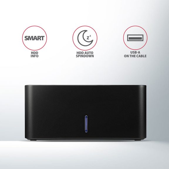 Axagon ADSA-SN SATA HDD/SSD dokkoló, USB 3.2 Gen 1 5Gbps, 2.5" és 3.5" meghajtókhoz, alumínium