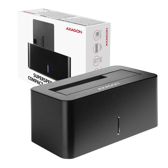 Axagon ADSA-SN SATA HDD/SSD dokkoló, USB 3.2 Gen 1 5Gbps, 2.5" és 3.5" meghajtókhoz, alumínium