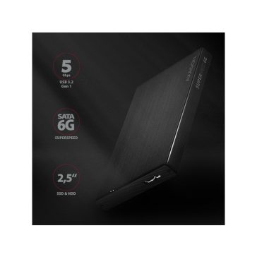 HDD ház Axagon EE25-XA6 SATA III 2.5˝ USB 3.2 Fekete Alu