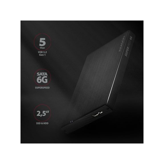 HDD ház Axagon EE25-XA6 SATA III 2.5˝ USB 3.2 Fekete Alu