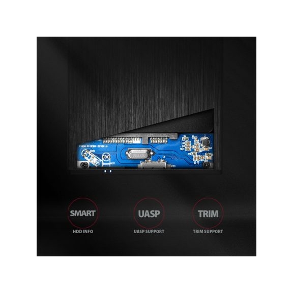 HDD ház Axagon EE25-XA6 SATA III 2.5˝ USB 3.2 Fekete Alu
