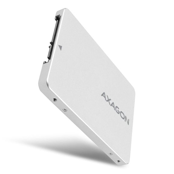 Axagon RSS-M2SD 2.5" SATA M.2 SSD ház, SATA 6Gbps, alumínium, ezüst