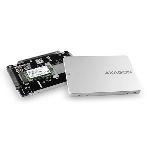 Axagon RSS-M2SD 2.5" SATA M.2 SSD ház, SATA 6Gbps, alumínium, ezüst