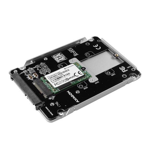 Axagon RSS-M2SD 2.5" SATA M.2 SSD ház, SATA 6Gbps, alumínium, ezüst