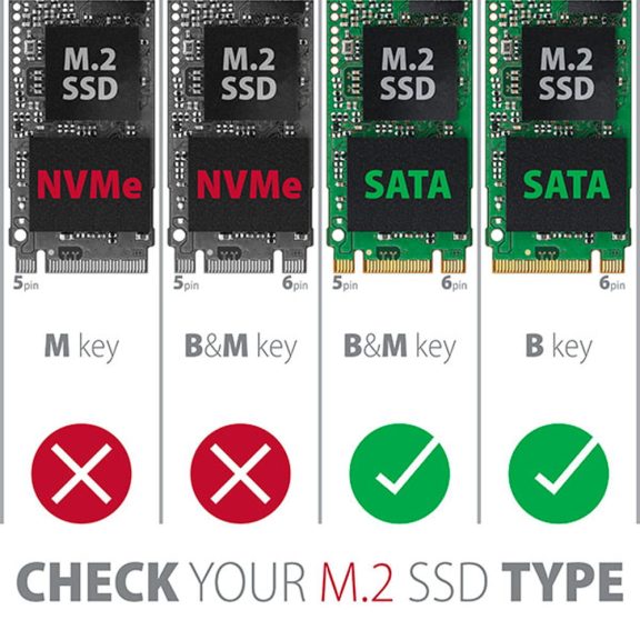 Axagon RSS-M2SD 2.5" SATA M.2 SSD ház, SATA 6Gbps, alumínium, ezüst