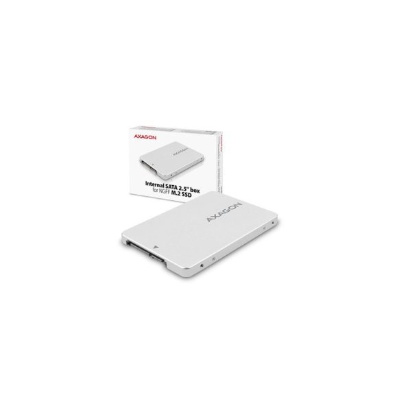 Axagon RSS-M2SD 2.5" SATA M.2 SSD ház, SATA 6Gbps, alumínium, ezüst