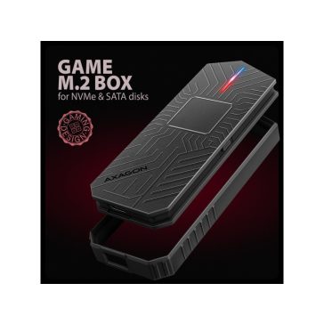   SSD ház AXAGON EEM2-GAM USB-C 10 Gbps M.2 NVMe és SATA SSD Game M.2 Box