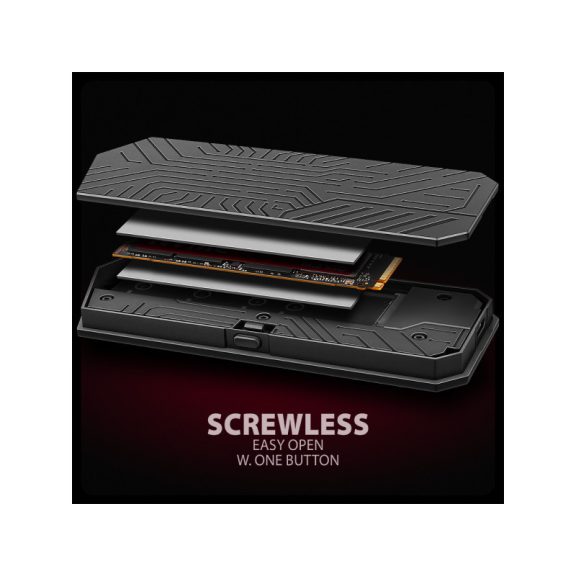 SSD ház AXAGON EEM2-GAM USB-C 10 Gbps M.2 NVMe és SATA SSD Game M.2 Box