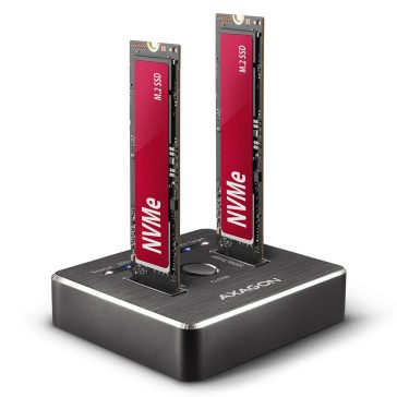   Axagon ADSA-M2C dokkoló, M.2 NVMe SSD, klónozás, USB-C 10Gbps, alumínium
