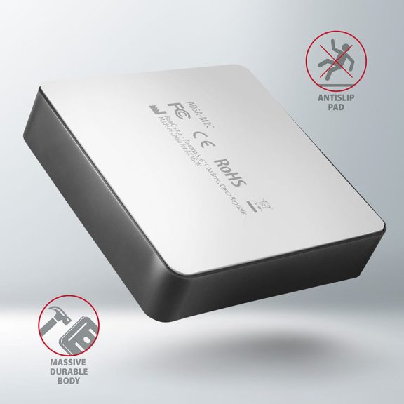 Axagon ADSA-M2C dokkoló, M.2 NVMe SSD, klónozás, USB-C 10Gbps, alumínium