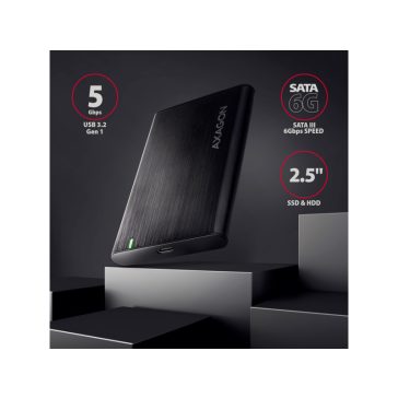 HDD ház Axagon EE25-A6C 2.5" USB-C 3.2 GEN 1, fekete