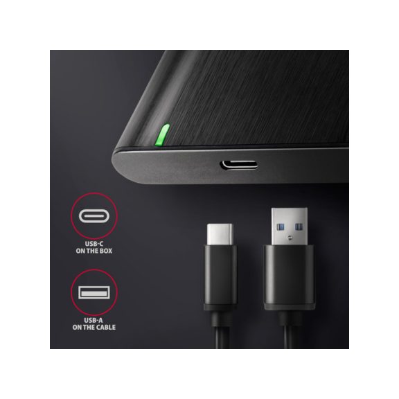 HDD ház Axagon EE25-A6C 2.5" USB-C 3.2 GEN 1, fekete