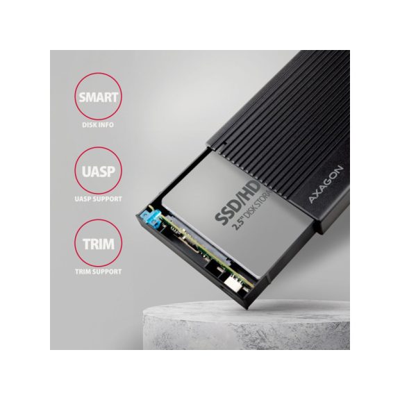 HDD ház Axagon EE25-GTR USB-C 10Gbps RIBBED box