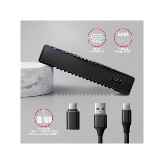 HDD ház Axagon EE25-GTR USB-C 10Gbps RIBBED box