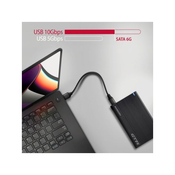 HDD ház Axagon EE25-GTR USB-C 10Gbps RIBBED box