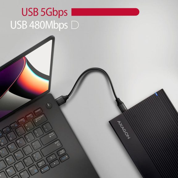 Axagon EE35-GTR USB-C 3.5" HDD külső ház, SATA 6G, tápegységgel, alumínium, fekete