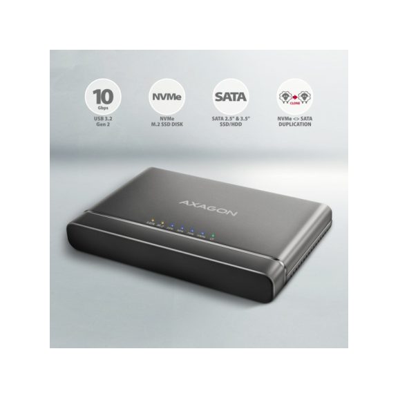 SSD ház AXAGON ADSA-CC USB-C 10Gbps M.2 NVMe + SATA SSD/HDD adapter