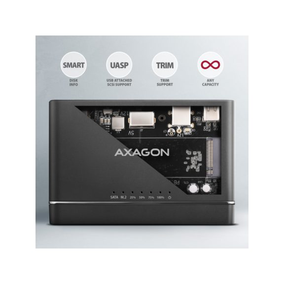 SSD ház AXAGON ADSA-CC USB-C 10Gbps M.2 NVMe + SATA SSD/HDD adapter