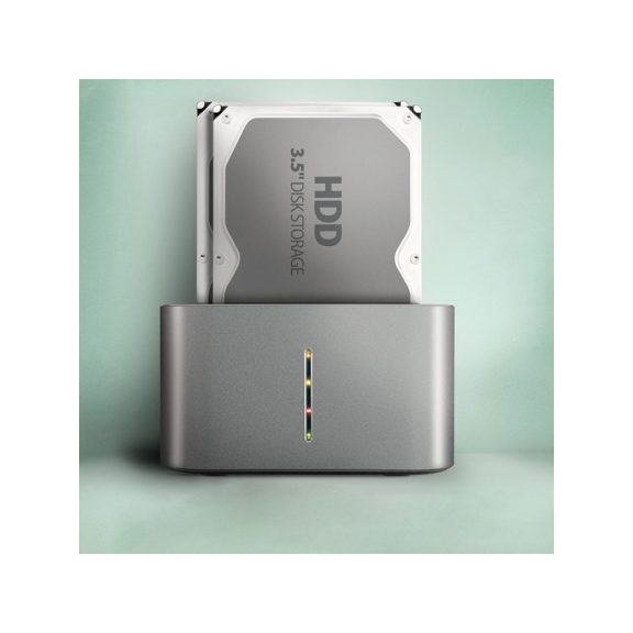 HDD Dokkoló Axagon ADSA-DC USB3.2 Gen1 - 2x SATA 6G CLONE DUAL HDD Dock Station ASMedia, fekete