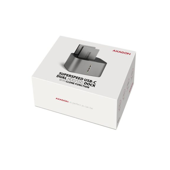 HDD Dokkoló Axagon ADSA-DC USB3.2 Gen1 - 2x SATA 6G CLONE DUAL HDD Dock Station ASMedia, fekete