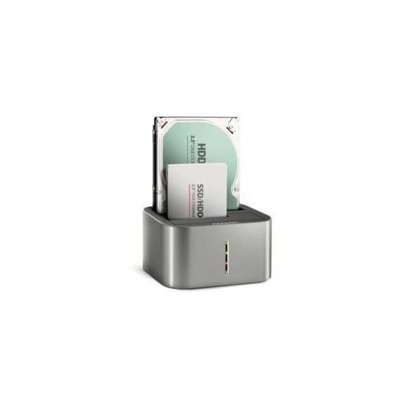 HDD Dokkoló Axagon ADSA-DC USB3.2 Gen1 - 2x SATA 6G CLONE DUAL HDD Dock Station ASMedia, fekete