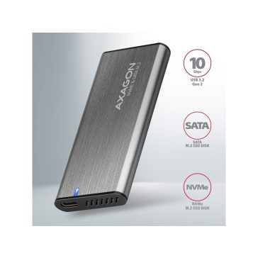   HDD ház Axagon EEM2-SG2 SUPERSPEED+ USB-C - M.2 NVME & SATA SSD, ezüst