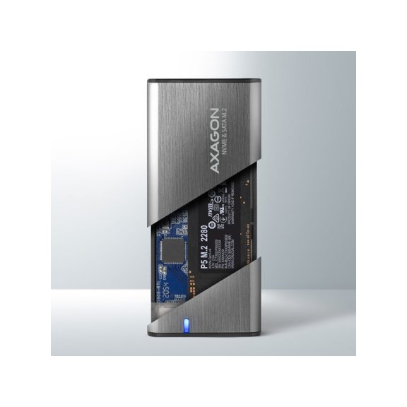 HDD ház Axagon EEM2-SG2 SUPERSPEED+ USB-C - M.2 NVME & SATA SSD, ezüst