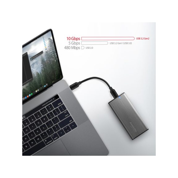 HDD ház Axagon EEM2-SG2 SUPERSPEED+ USB-C - M.2 NVME & SATA SSD, ezüst
