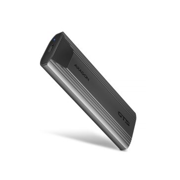   SSD ház AXAGON EEM2-GTS2 USB-C 10Gbps M.2 NVMe és SATA SSD, vékony, csavar nélküli
