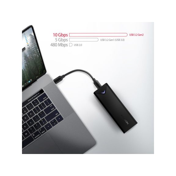 SSD ház AXAGON EEM2-UB2 USB-C 3.2 Gen 2 NVMe M.2 doboz fekete