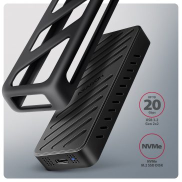   Axagon EEM2-20G USB-C M.2 NVMe külső ház, 20Gbps, alumínium, fekete