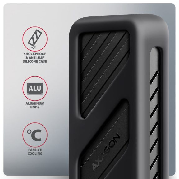 Axagon EEM2-20G USB-C M.2 NVMe külső ház, 20Gbps, alumínium, fekete