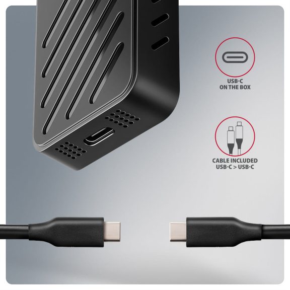 Axagon EEM2-20G USB-C M.2 NVMe külső ház, 20Gbps, alumínium, fekete