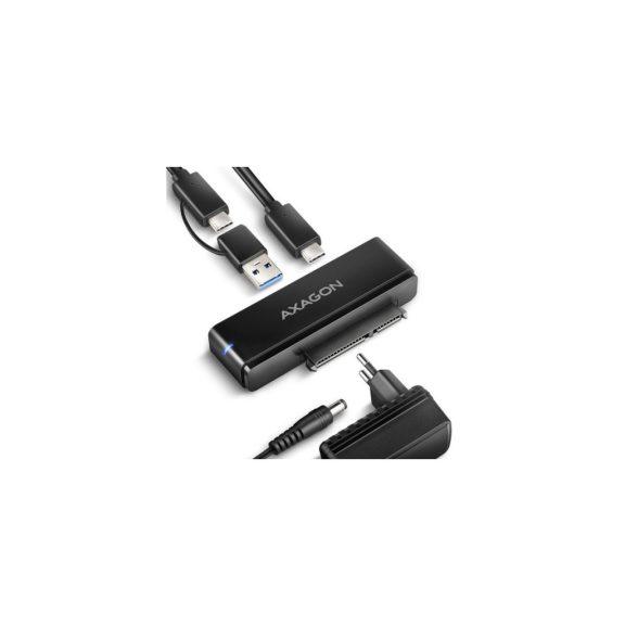 Axagon ADSA-FPX SATA adapter, 2.5" és 3.5" HDD és SSD meghajtókhoz, USB-C 10Gbps, fekete