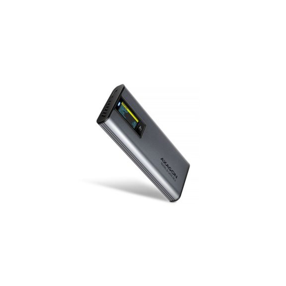 Axagon EEM2-SD2 USB-C külső SSD ház M.2 NVMe és SATA meghajtókhoz kijelzővel