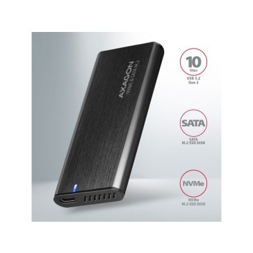   HDD ház Axagon EEM2-SB2 SUPERSPEED+ USB-C - M.2 NVME & SATA SSD, fekete