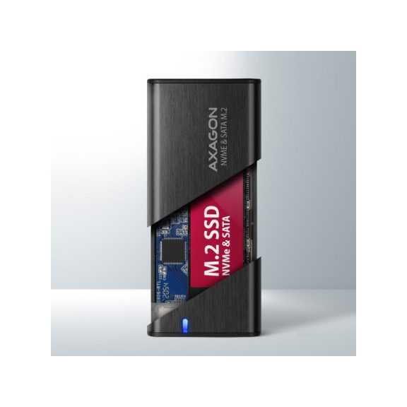 HDD ház Axagon EEM2-SB2 SUPERSPEED+ USB-C - M.2 NVME & SATA SSD, fekete