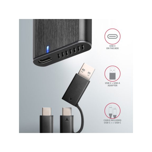 HDD ház Axagon EEM2-SB2 SUPERSPEED+ USB-C - M.2 NVME & SATA SSD, fekete
