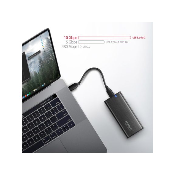 HDD ház Axagon EEM2-SB2 SUPERSPEED+ USB-C - M.2 NVME & SATA SSD, fekete
