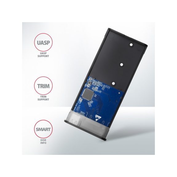 HDD ház Axagon EEM2-SB2 SUPERSPEED+ USB-C - M.2 NVME & SATA SSD, fekete
