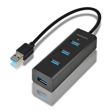   Axagon HUE-S2B USB hub, 4 port, USB 3.2 Gen 1, gyorstöltés 2A, fekete